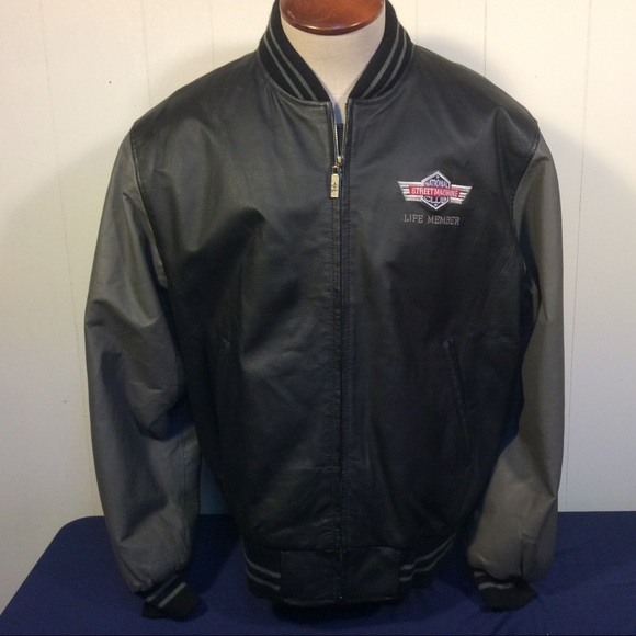 National Street Machine Club Leather Varsity Jacket Mens size XL